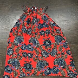 Collective Concepts Red and Blue Floral Top